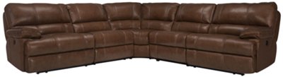 Alton2 Md Brown Leather & Vinyl Small Two-Arm Manually Reclining Sectional