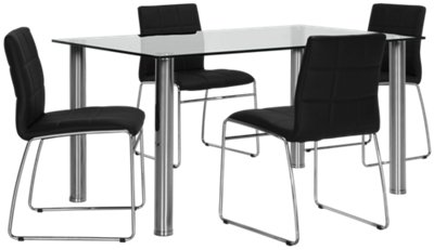 Napoli Black Rectangular Table & 4 Chairs