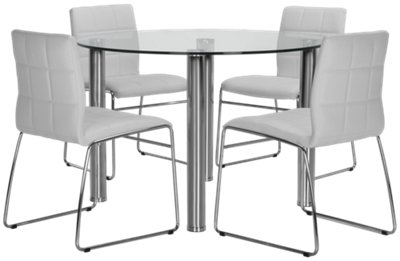 Napoli White Round Table & 4 Chairs