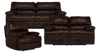 Dk Brown Leather & Vinyl Power Reclining Living Room