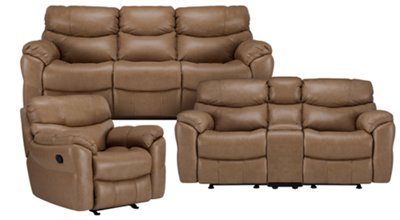 Dk Taupe Leather & Vinyl Power Reclining Living Room
