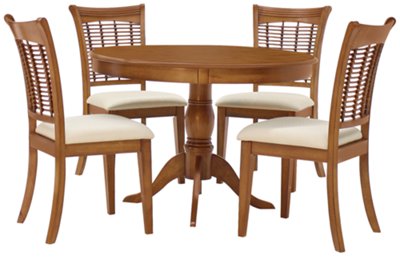 Mid Tone Round Table & 4 Chairs