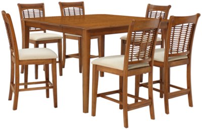 Mid Tone High Table & 4 Barstools