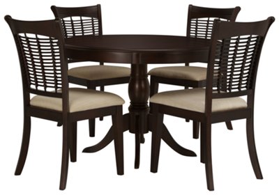 Dark Tone Round Table & 4 Chairs