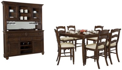Claire Dark Tone High Table & 4 Wood Barstools
