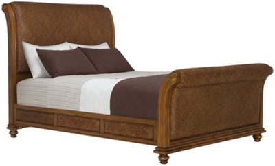 Mid Tone Woven Sleigh Bed