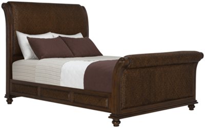 Dark Tone Woven Sleigh Bed