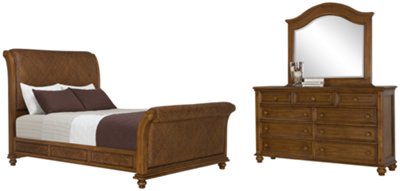 Mid Tone Woven Sleigh Bedroom