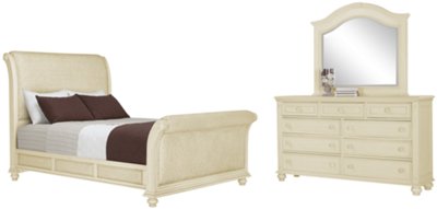 Claire White Woven Sleigh Bedroom