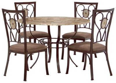 Round Stone Table & 4 Chairs