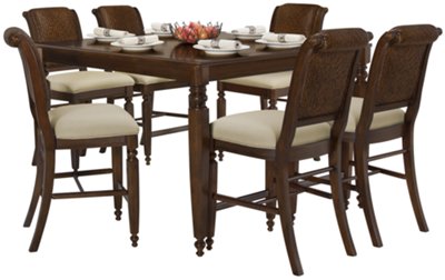 Dark Tone Woven High Table & 4 Barstools