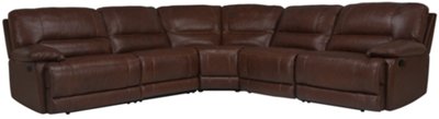 Reeno Rust Leather & Vinyl Small Two-Arm Power Reclining Sectional