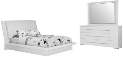 Dimora White Upholstered Platform Bedroom