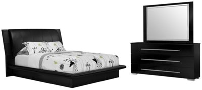 Dimora Black Upholstered Platform Bedroom