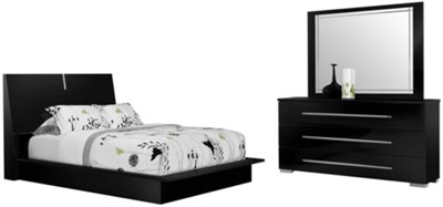 Dimora2 Black Wood Platform Bedroom