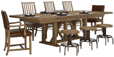 Light Tone Rectangular Table & 4 Stools
