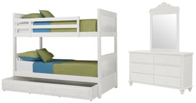Lauren White Bunkbed Trundle Bedroom
