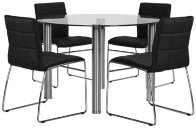Napoli Black Round Table & 4 Chairs