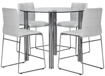 Napoli White Round High Table & 4 Barstools