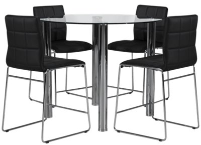 Napoli Black Round High Table & 4 Barstools