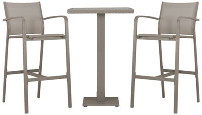 Khaki Square Pub Table & 2 Barstools