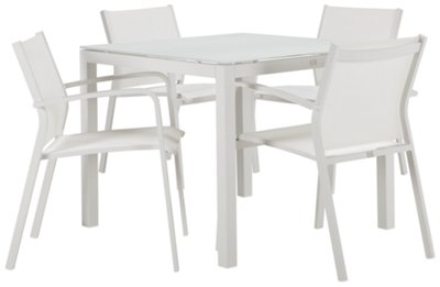 White 36" Square Table & 4 Chairs