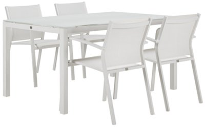 White 60" Rectangular Table & 4 Chairs