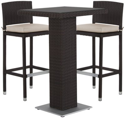 Zen2 White Square Pub Table & 2 Barstools