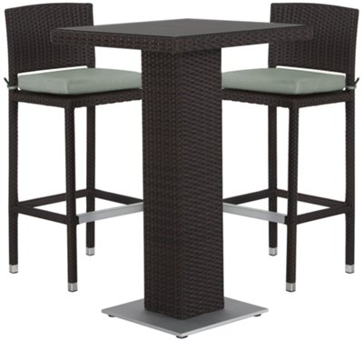 Zen2 Teal Square Pub Table & 2 Barstools