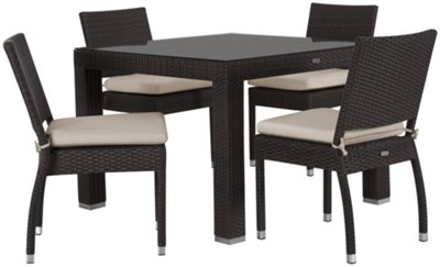 Zen2 White 40" Square Table & 4 Cushioned Chairs