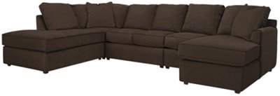 Dk Brown Microfiber Large Left Bumper Sectional