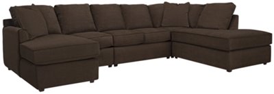 Dk Brown Microfiber Large Right Bumper Sectional