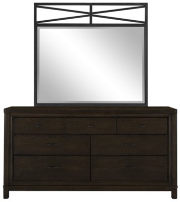 Dark Tone Metal Dresser & Mirror