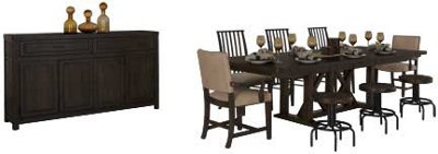 Dark Tone Rectangular Table & 4 Stools