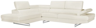 White Bonded Leather Left Bumper Sectional