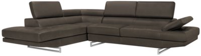 Gray Bonded Leather Left Bumper Sectional