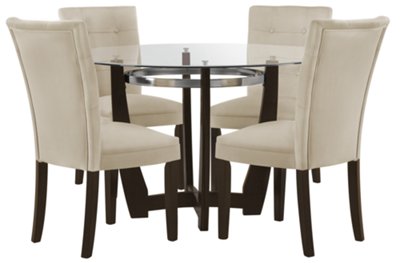Matinee Dark Tone Round Table & 4 Upholstered Chairs