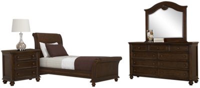 Claire Dark Tone Arched Dresser & Mirror