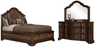 Regency Dark Tone Upholstered Platform Bedroom