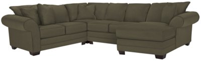 Dk Green Microfiber Small Right Chaise Sectional