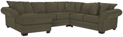 Dk Green Microfiber Small Left Chaise Sectional