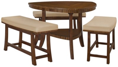Milan Mid Tone Triangular High Table & 3 Benches