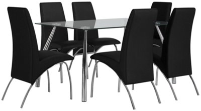Mensa Black Rectangular Table & 4 Upholstered Chairs