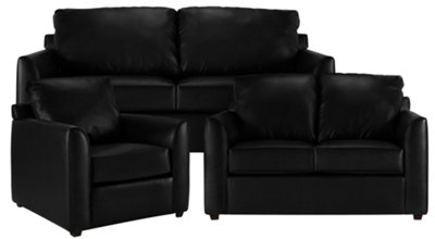 Paige Black Bonded Leather Living Room