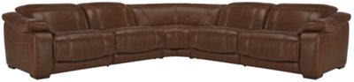 Orion Md Brown Leather & Bonded Leather Small Two-Arm Manually Reclining Sectional