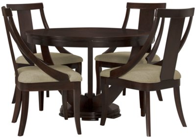 Temple Dark Tone Round Table & 4 Chairs
