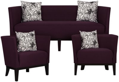 Sasha Dk Purple Microfiber Living Room