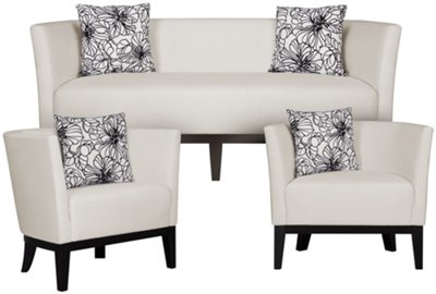 Sasha White Microfiber Living Room