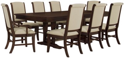 Canyon Mid Tone Trestle Table & 4 Upholstered Chairs