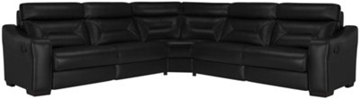 Taylor Black Leather & Vinyl Small Two-Arm Manually Reclining Sectional